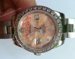 ROLEX Datejust SS Pink Flower Dial Diamond Bezel Ladies Watch